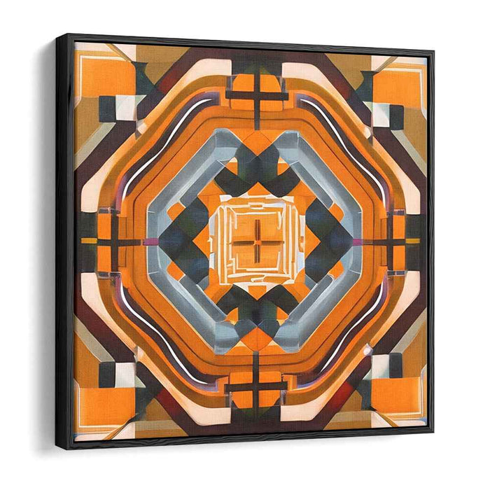 Geometric Radiance: Vibrant Orange Optical Illusion Canvas Art