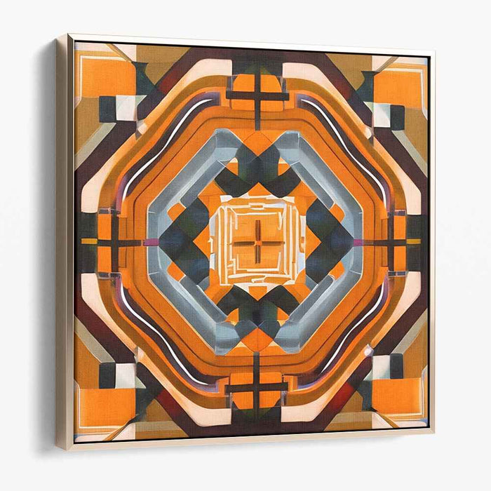 Geometric Radiance: Vibrant Orange Optical Illusion Canvas Art