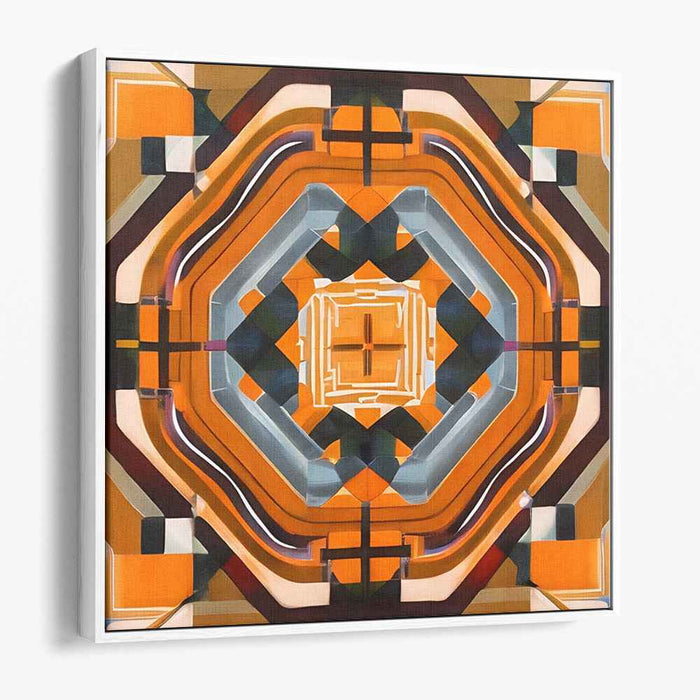 Geometric Radiance: Vibrant Orange Optical Illusion Canvas Art