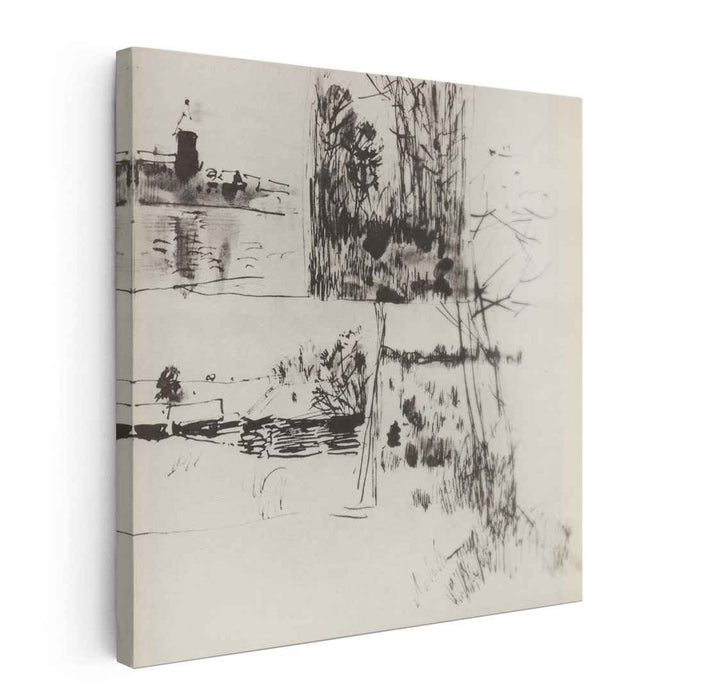 Building by the water. At the edge of village. (1895) by Isaac Levitan