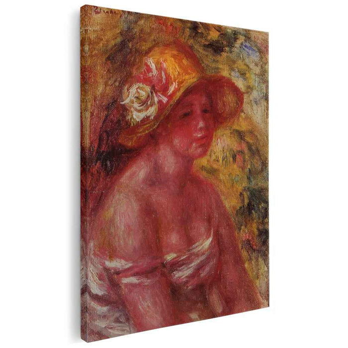 Bust of a Young Girl Wearing a Straw Hat (1917) by Pierre-Auguste Renoir