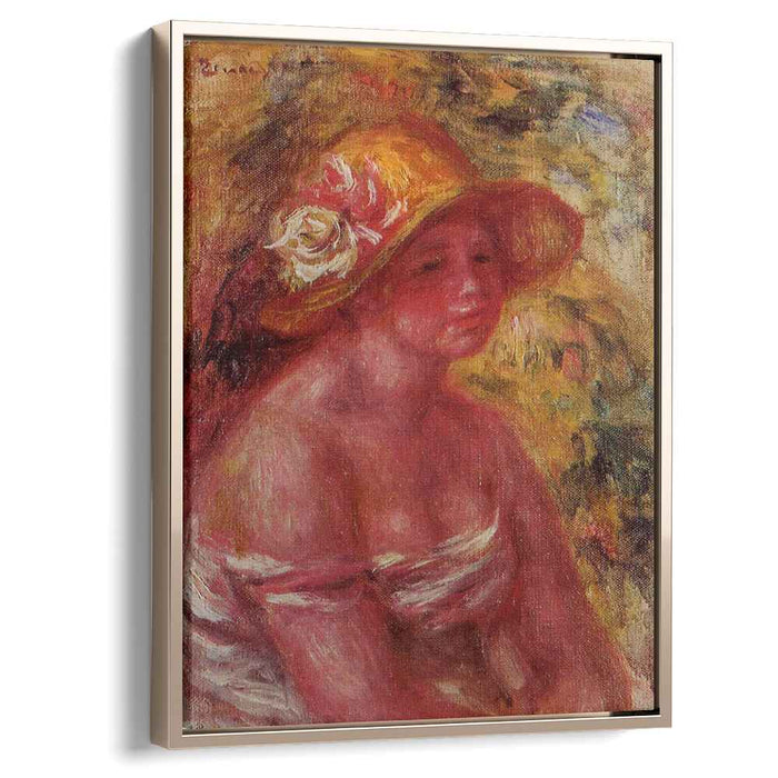 Bust of a Young Girl Wearing a Straw Hat (1917) by Pierre-Auguste Renoir