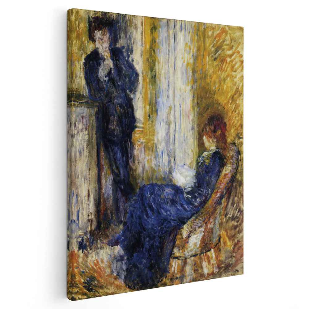 By the Fireside (1875) by Pierre-Auguste Renoir - Canvas Artwork