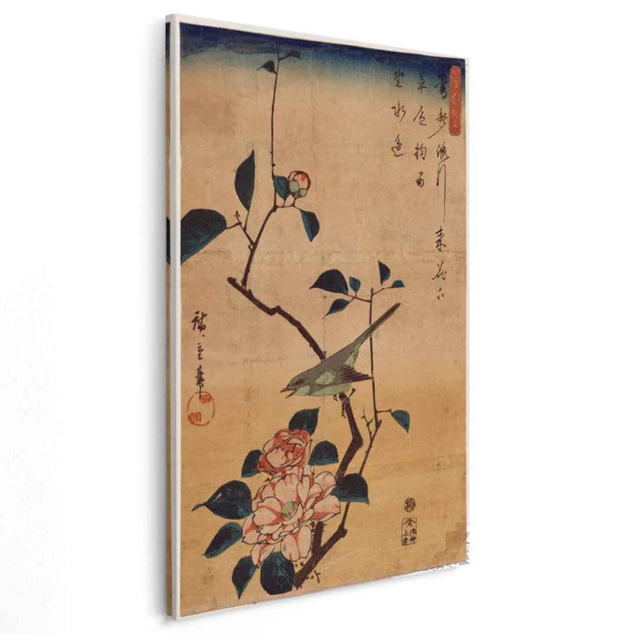 Camellia and Bush Warbler (1844) by Hiroshige