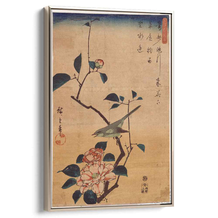 Camellia and Bush Warbler (1844) by Hiroshige