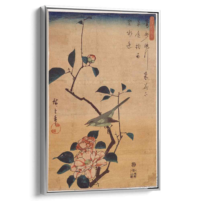 Camellia and Bush Warbler (1844) by Hiroshige
