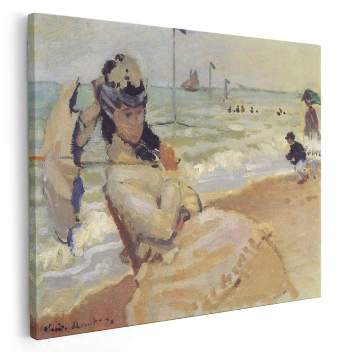 Camille on the Beach at Trouville (1870) by Claude Monet