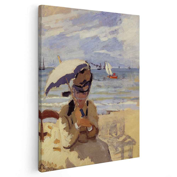 Camille Sitting on the Beach at Trouville (1871) by Claude Monet