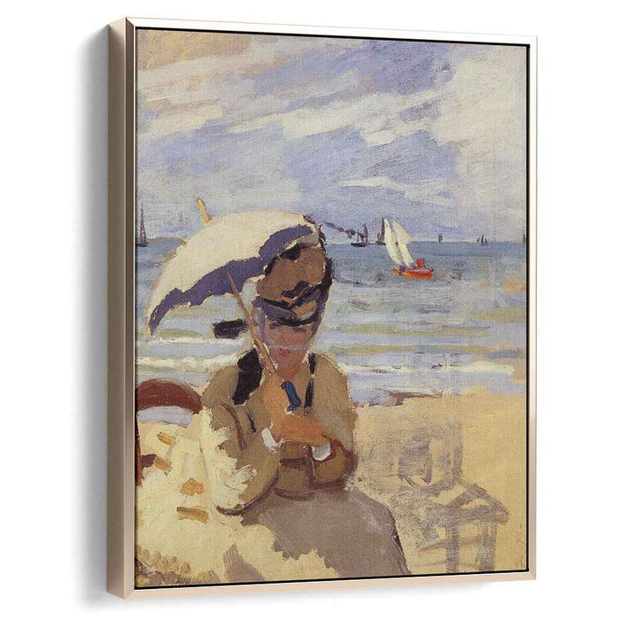 Camille Sitting on the Beach at Trouville (1871) by Claude Monet