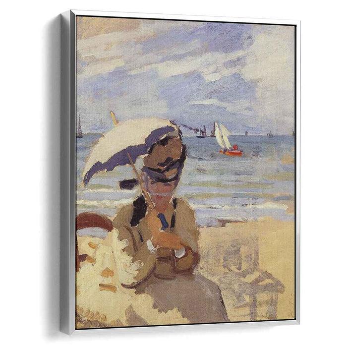 Camille Sitting on the Beach at Trouville (1871) by Claude Monet