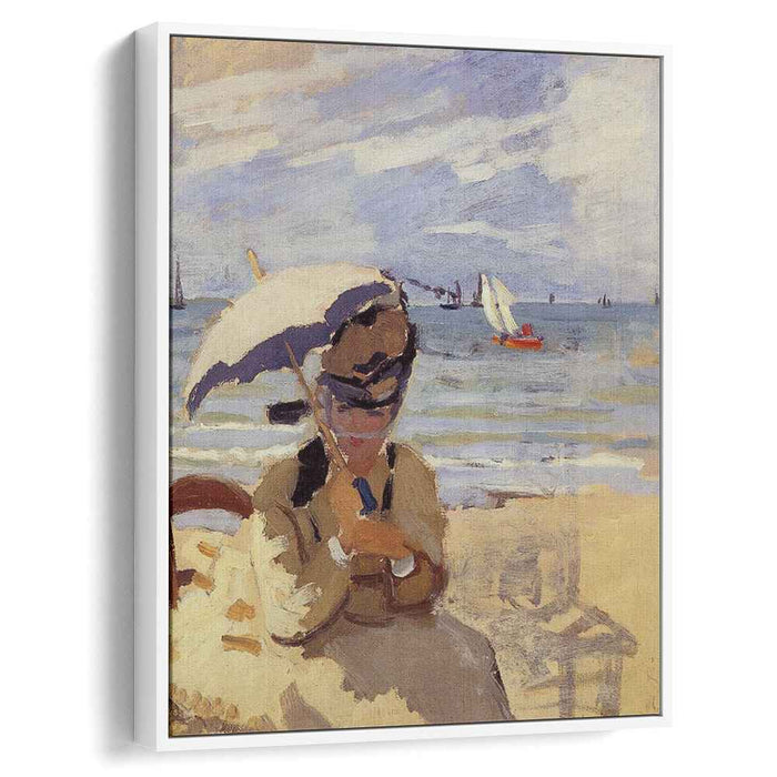 Camille Sitting on the Beach at Trouville (1871) by Claude Monet