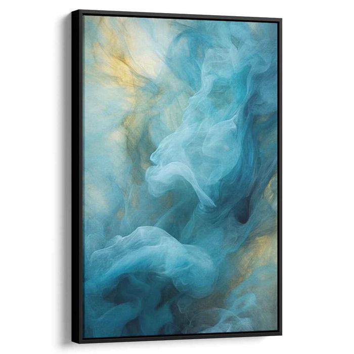 Ethereal Drift: Abstract Fluid Turquoise and Gold Canvas Art Print