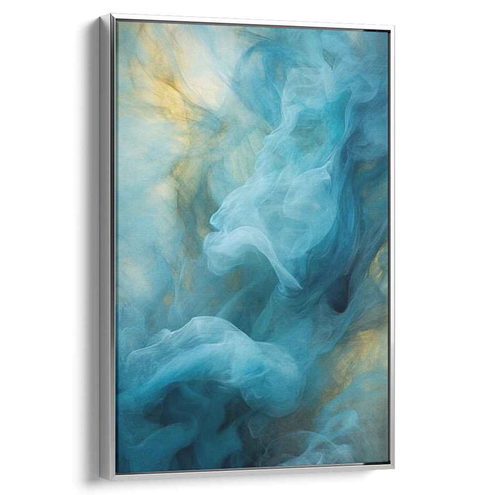 Ethereal Drift: Abstract Fluid Turquoise and Gold Canvas Art Print