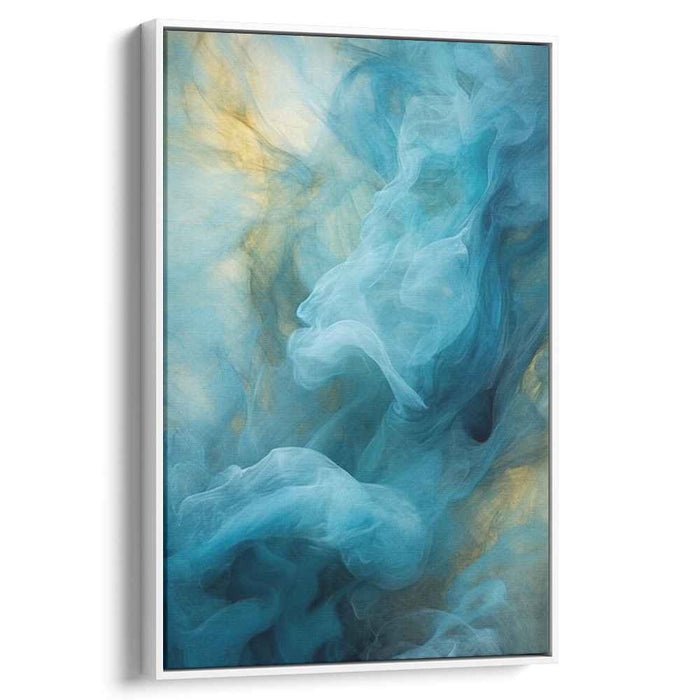 Ethereal Drift: Abstract Fluid Turquoise and Gold Canvas Art Print
