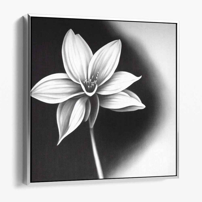 black and white lily canvas Shadows of Elegance: Monochrome Lily in Chiaroscuro Style Canvas Art — Kanvah
