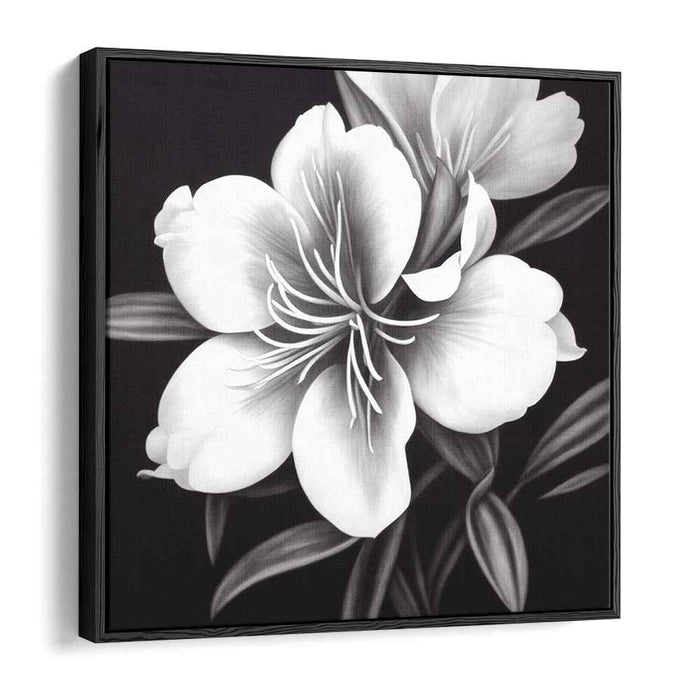 Blossom Whispers in Silence: Monochrome Floral Elegance Canvas Art