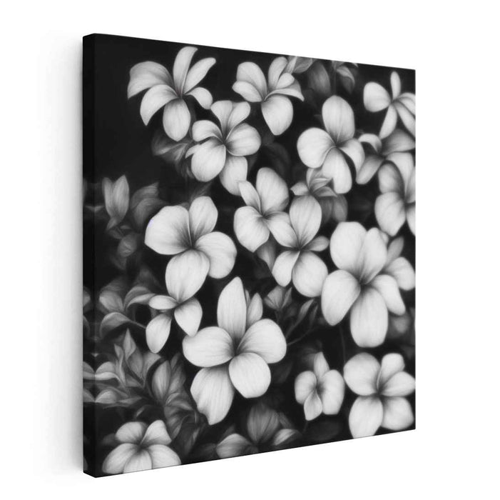 Petals in Ink Dance: Monochrome Floral Realism Canvas Art Print