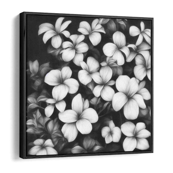 Petals in Ink Dance: Monochrome Floral Realism Canvas Art Print