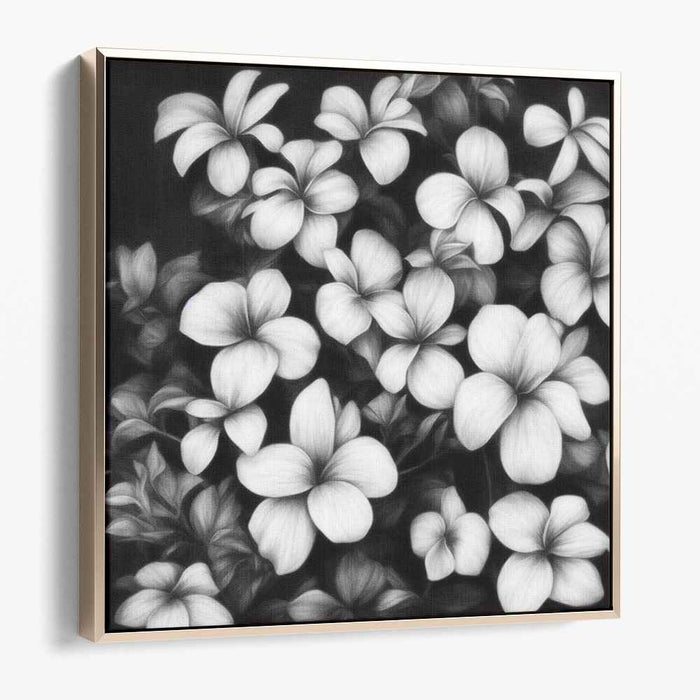 Petals in Ink Dance: Monochrome Floral Realism Canvas Art Print