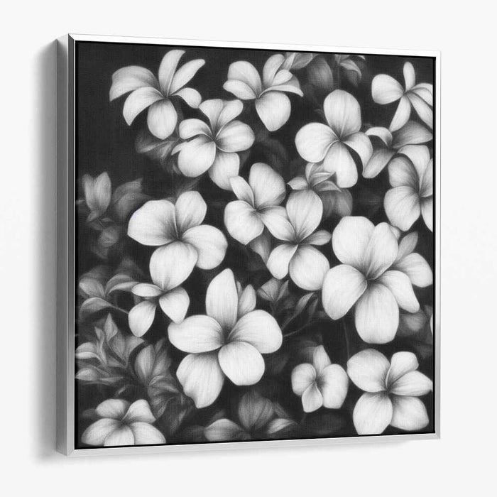 Petals in Ink Dance: Monochrome Floral Realism Canvas Art Print