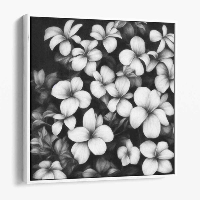 Petals in Ink Dance: Monochrome Floral Realism Canvas Art Print