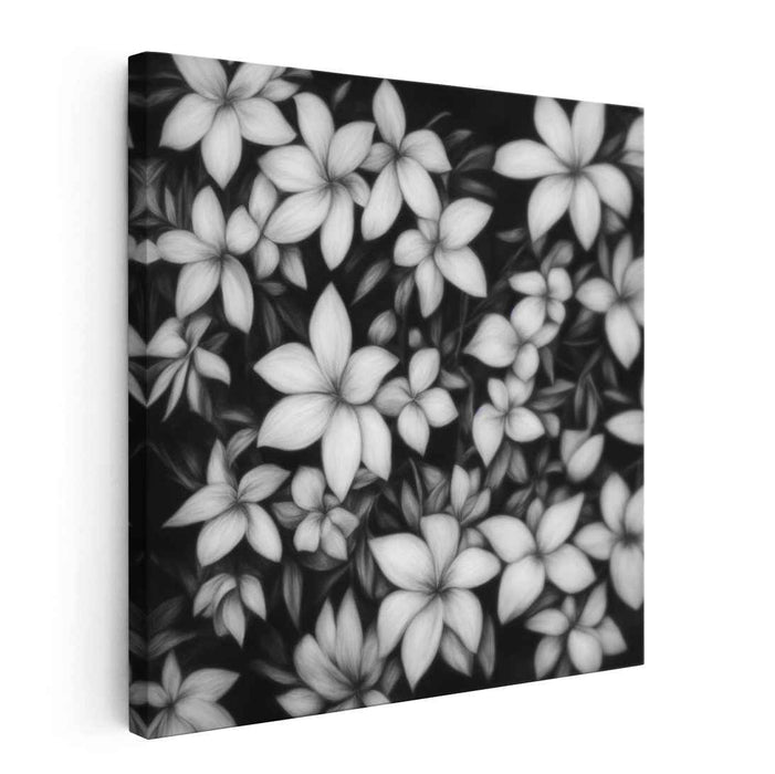 Snow Petal Solitude: Monochromatic White Flower Canvas Art Print