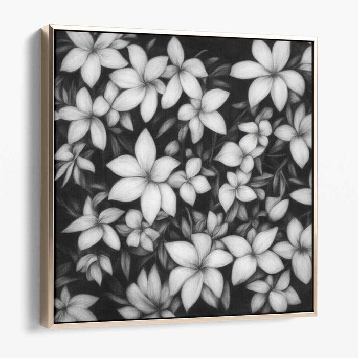 Snow Petal Solitude: Monochromatic White Flower Canvas Art Print