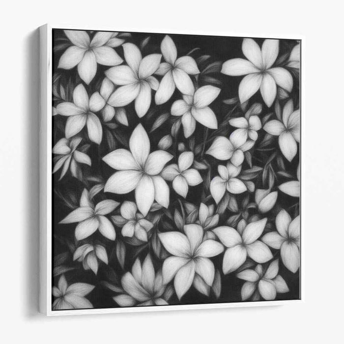 Snow Petal Solitude: Monochromatic White Flower Canvas Art Print