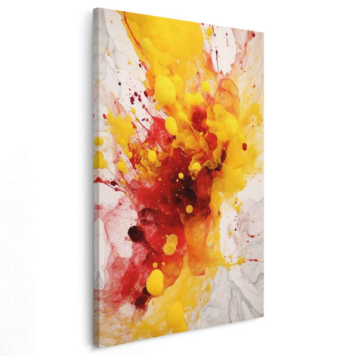 Chaos Unfolding in Colors: Abstract Expressionist Red and Yellow Canvas Art Print