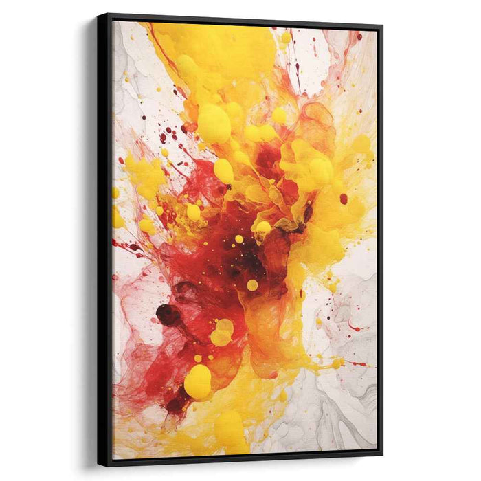 Chaos Unfolding in Colors: Abstract Expressionist Red and Yellow Canvas Art Print