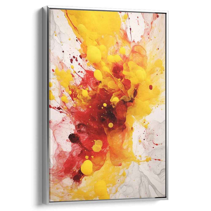 Chaos Unfolding in Colors: Abstract Expressionist Red and Yellow Canvas Art Print