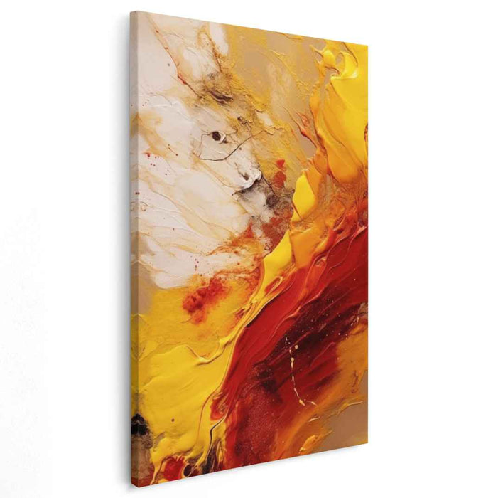 Rhythm of Fiery Hues: A Symphony in Red and Yellow - Abstract Art Canvas