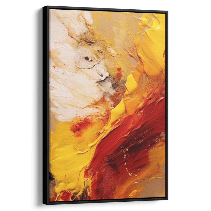 Rhythm of Fiery Hues: A Symphony in Red and Yellow - Abstract Art Canvas