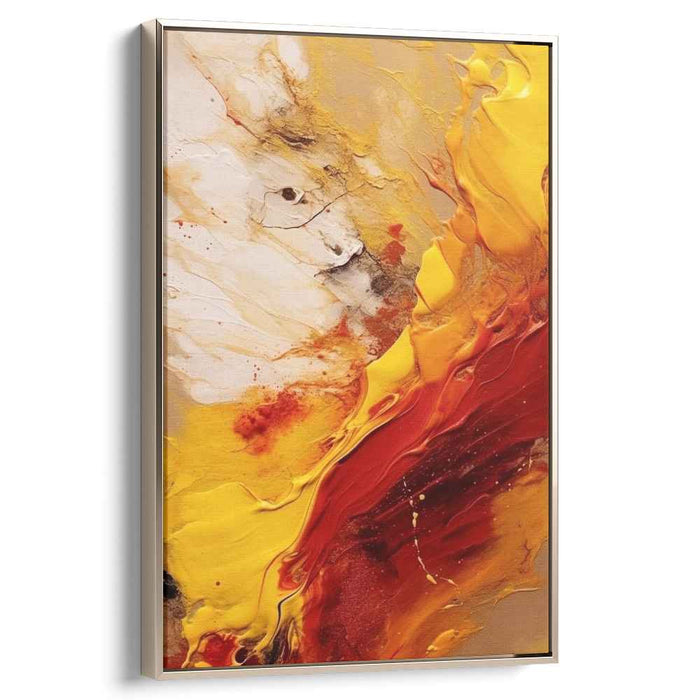 Rhythm of Fiery Hues: A Symphony in Red and Yellow - Abstract Art Canvas