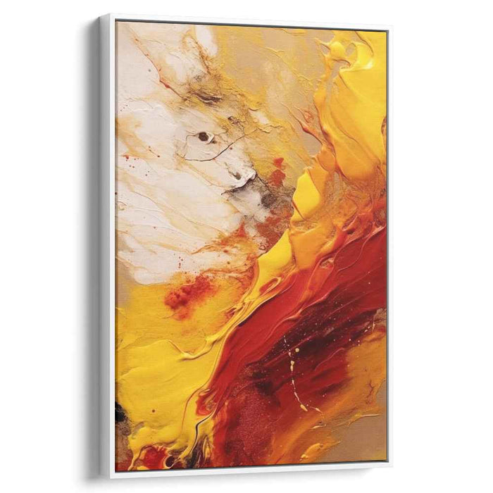 Rhythm of Fiery Hues: A Symphony in Red and Yellow - Abstract Art Canvas