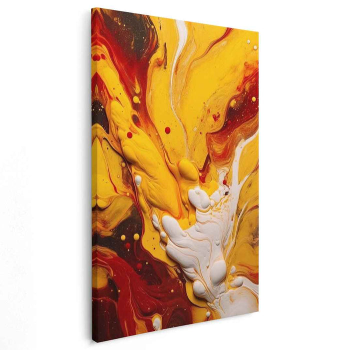 Sunburst Symphony Painting: Abstract Expressionist Golden Yellow Canvas Art Print