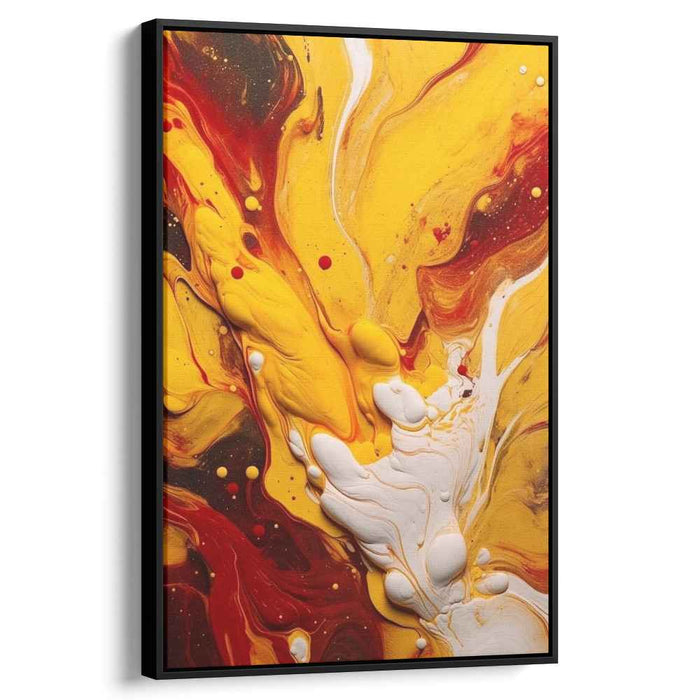 Sunburst Symphony Painting: Abstract Expressionist Golden Yellow Canvas Art Print