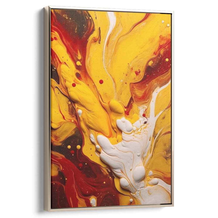 Sunburst Symphony Painting: Abstract Expressionist Golden Yellow Canvas Art Print