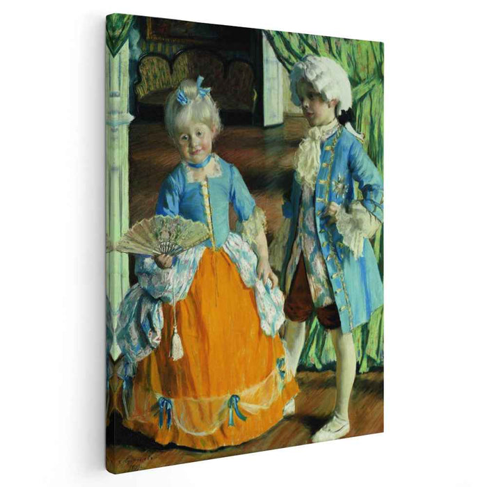 Children in the costumes (1909) by Boris Kustodiev