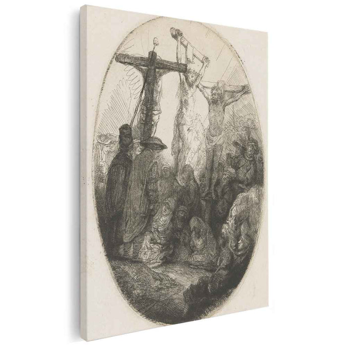 Christ crucified between the two thieves an oval plate (1641) by Rembrandt