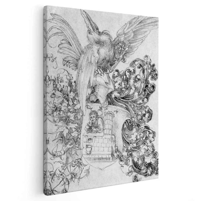 Coat of arms with open man behind (1495) by Albrecht Durer