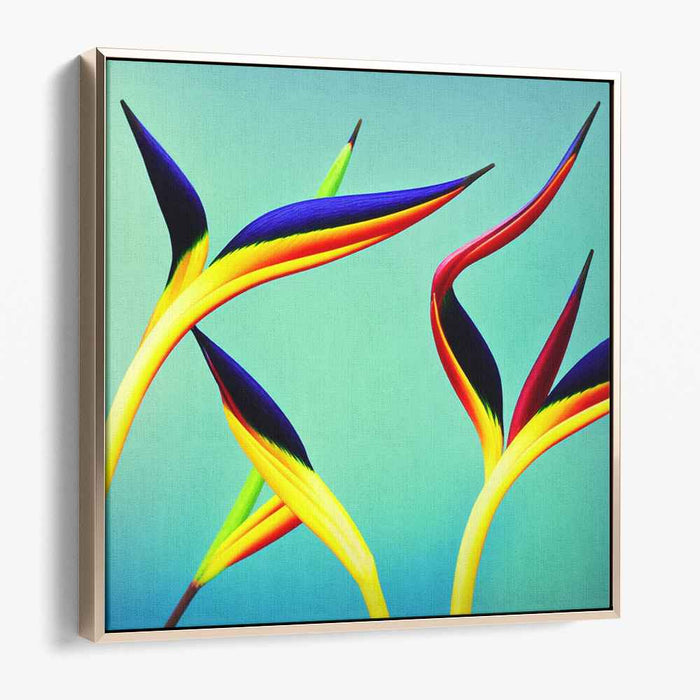 Flight of Eden's Songbird: Vibrant Bird-of-Paradise Abstract Canvas Art Print