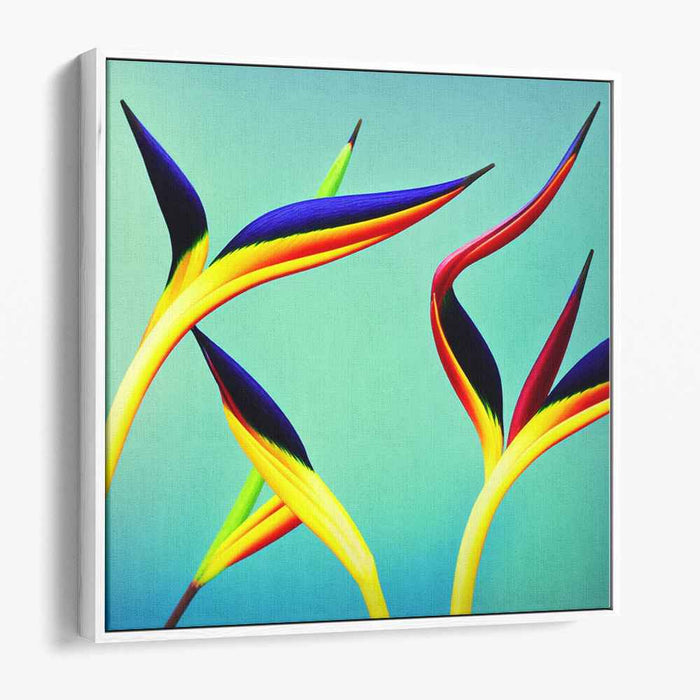 Flight of Eden's Songbird: Vibrant Bird-of-Paradise Abstract Canvas Art Print