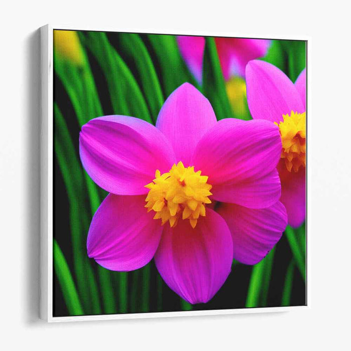 Rose Radiance: Vibrant Pink Dahlia with Golden Heart Canvas Art