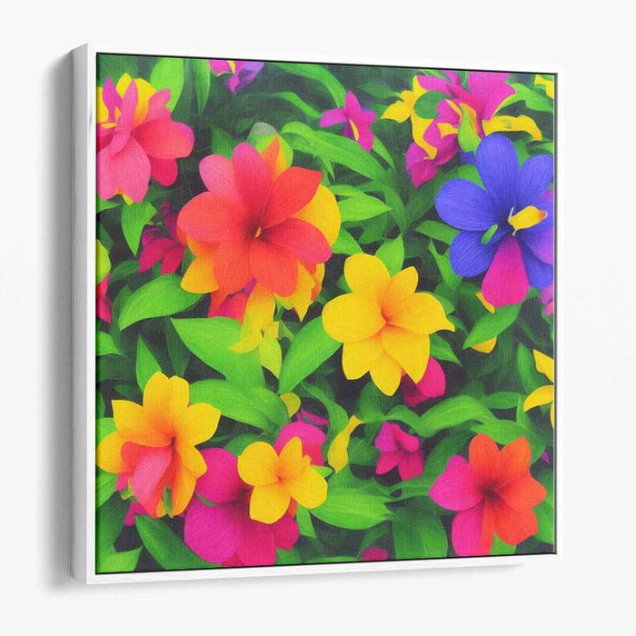 Whispers Of Petal Magic: Vibrant Garden Blooms Canvas Art Print