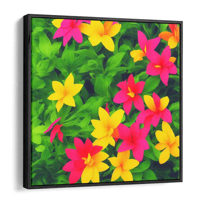 Sunshine Dreamscape Blooms: Vibrant Yellow and Pink Blossoms Canvas Art Print