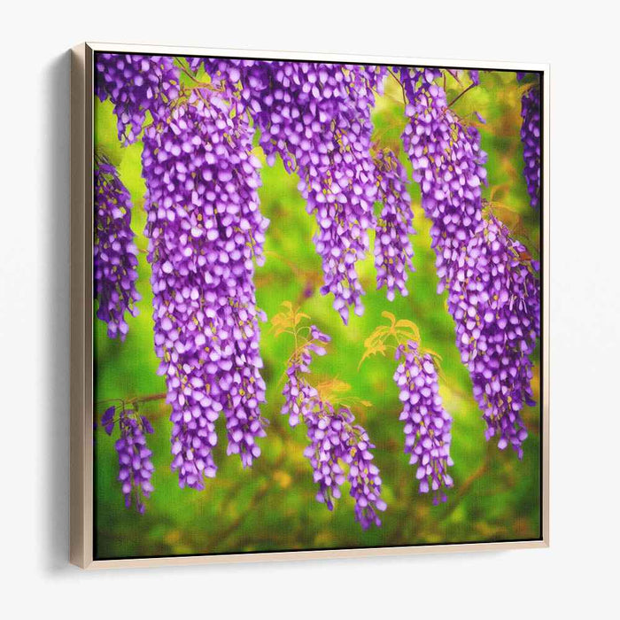 Violet Whispering Blossom Dreams: Impressionist Purple Wisteria Canvas Art Print