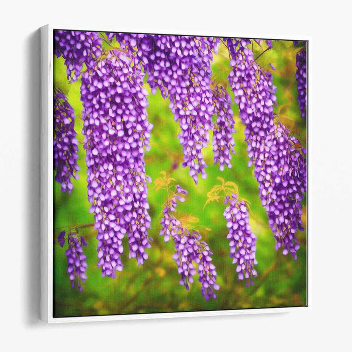 Violet Whispering Blossom Dreams: Impressionist Purple Wisteria Canvas Art Print