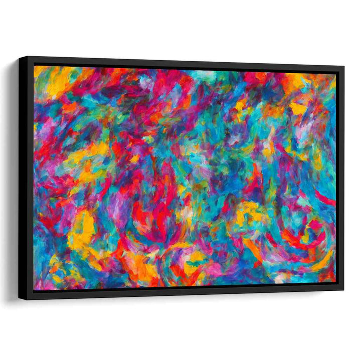 Vivid Burst Melody: Abstract Expressionist Color Explosion Canvas Art Print