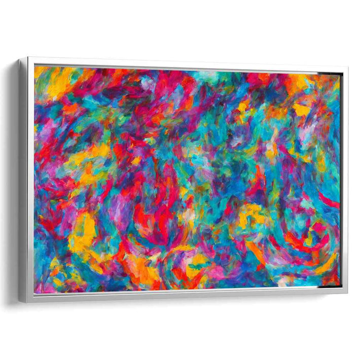 Vivid Burst Melody: Abstract Expressionist Color Explosion Canvas Art Print